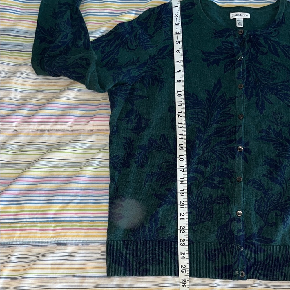 Croft and Barrow Dark Fairy Teal Cardigan with Navy Floral‎ Design XL - Picture 6 of 8